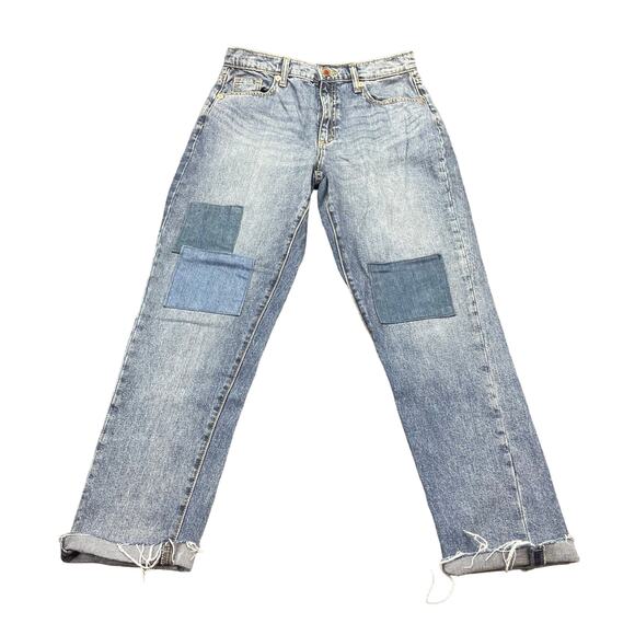 Universal Thread Boyfriend Denim Jeans Women’s Size 2/26R Cuffed Patched‎ - Picture 1 of 12